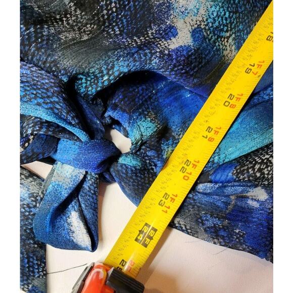 Women's Roz and Ali 18-20 Long Sleeve Tie Waist Scoop Neck Ruffled Flowing Blue - Picture 3 of 16